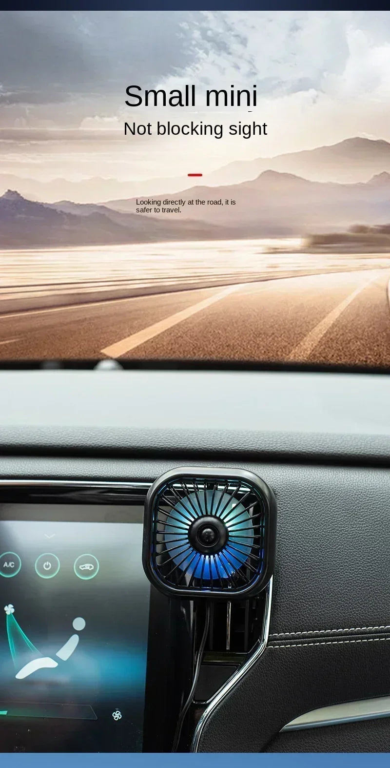 Mini Car Air Outlet Cooling Fan Adjustment Powerful USB Light Creative Low Noise Multi-function Mini Interior Fan Cooler Amagi