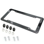1/2PCS Carbon Fiber Pattern Plastic License Plate Frame Fiber Black Aluminum Metal Car Tag Holder Tire Screw Cap Universal Amagi