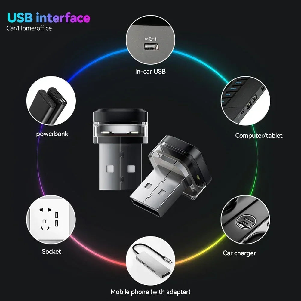 Universal USB Car Interior Ambient Atmosphere Light LED Signal Lights Auto Reading Lamp Decorations Interior Accessories Amagi
