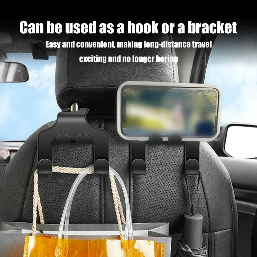 Car Seat Headrest Hook 4 Pack Hanger Storage Organizer Universal for Handbag Purse Coat Fit Universal Vehicle Car Black Amagi