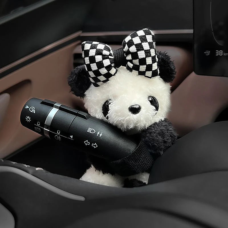 Plush Puppy Clutch Decoration Car Wiper Turn Signal Switch Decoration Cute Bowknot Dog Car Wiper Doll Interior Accessories
