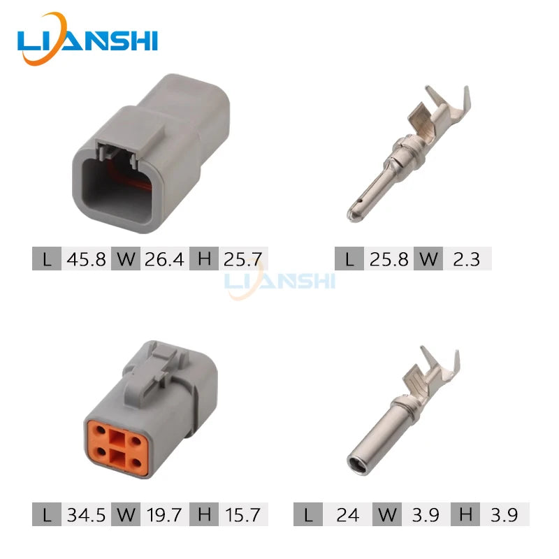 DTP04-4P/DTP06-4S Deutsch high current connector Engine engineering vehicle LED spot light power 4p plug with terminal