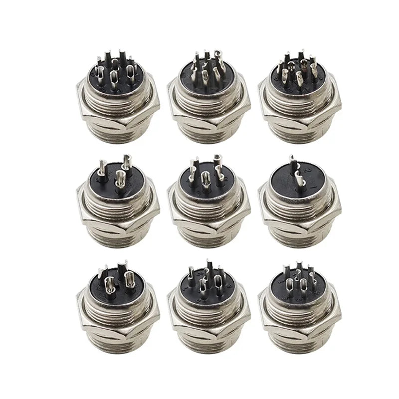5Pcs GX16 Aviation Connector 2/3/4/5/6/7/8/9/10 Pin Male Plug Female Socket 16mm Wire Panel Mount Nut Type Circular Adapter
