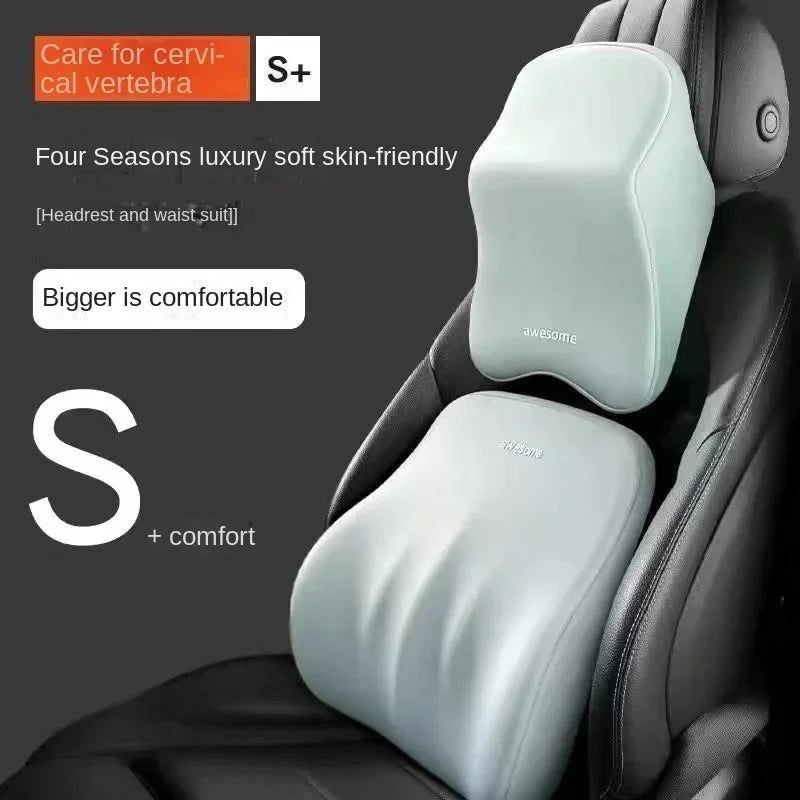 Car Lumbar Back Support Memory Foam Headrest Neck Lumbar Pillow Universal Soft Neck Pillows Seat Cushion Car Interior Accessorie