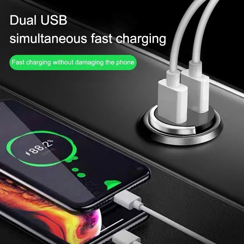 200W Dual USB Ports Car Charger USB Fast Charging Adapter Mobile Phone High Speed Charger For IPhone Samsung Xiaomi Huawei Amagi