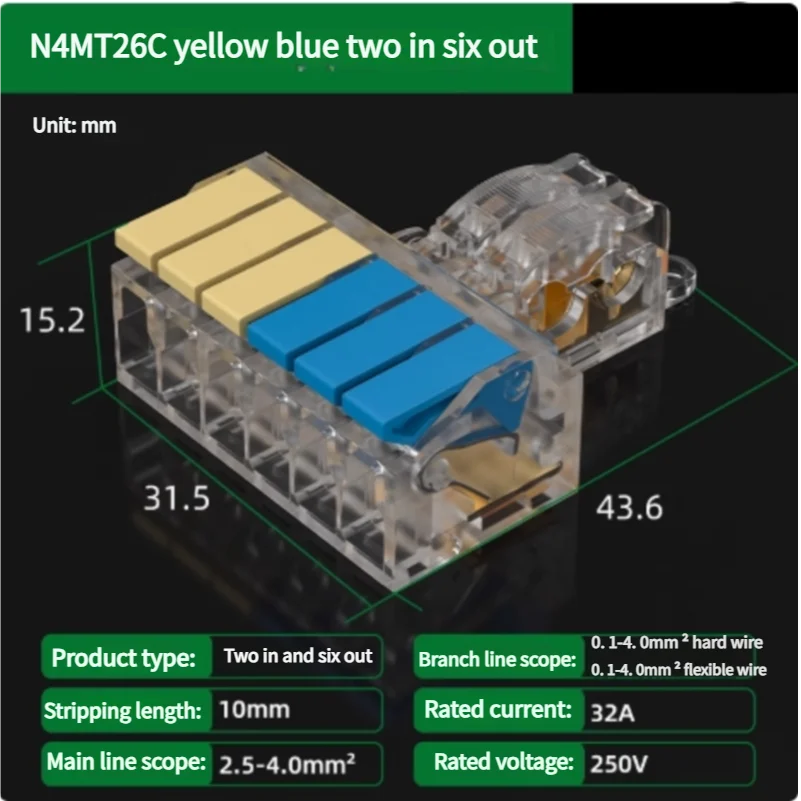T-Type No-Stripping Quick Wire Connector Terminal Block ,Wire Splitter/Combiner Fast Connector for Household Electrical Wiring