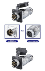 PLS20 WS20 TP20 Aviation Connector 20mm Opening Diameter 2-12 Pin Male Female Circular Plug Socket Metal Shell Waterproof IP67