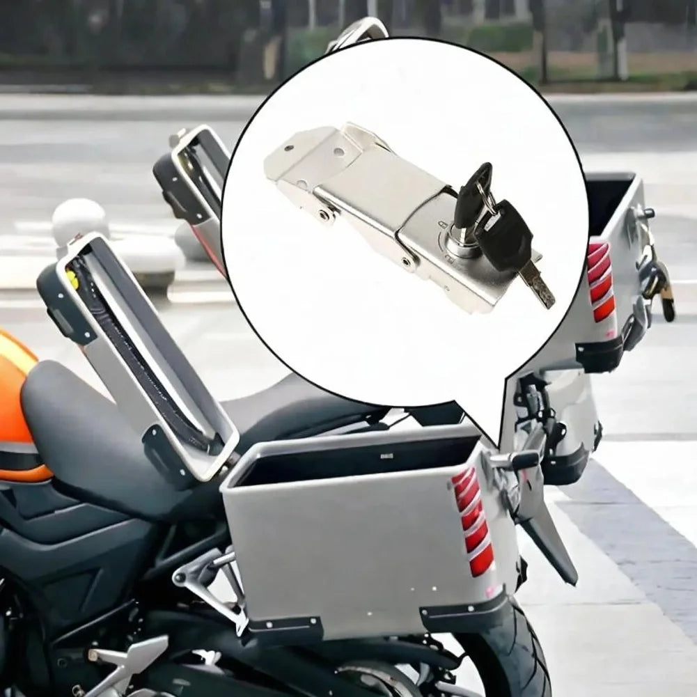 Detachable Stainless Steel Buckle Lock Motorcycle Trunk Lock Hinge Lock 2 Key Anti Theft Motorbike Rear Trunk Case Lock Fittin
