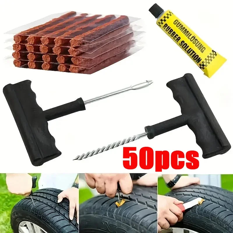 Car Motorcycle Cold Repair 50/5pcs Vacuum Tire Repair Strip Tire Repair Kit Rubber Plugs Strings Puncture Repair Tools New amagi