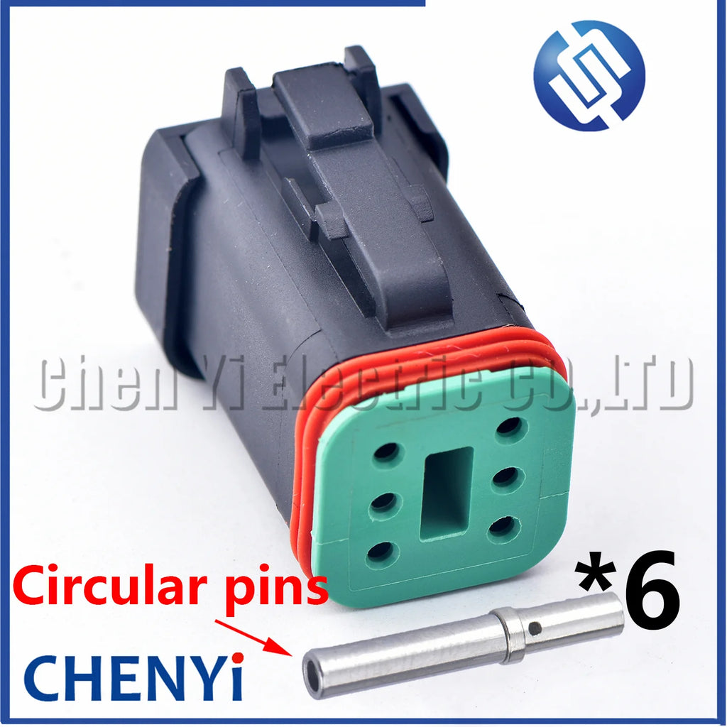 6 Pin Black DT series Connector Waterproof Plug Socket DT06-6S DT04-6P DT06-6S-E005 DT04-6P-E005 For Engineering Vehicle Deutsch