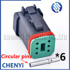 6 Pin Black DT series Connector Waterproof Plug Socket DT06-6S DT04-6P DT06-6S-E005 DT04-6P-E005 For Engineering Vehicle Deutsch