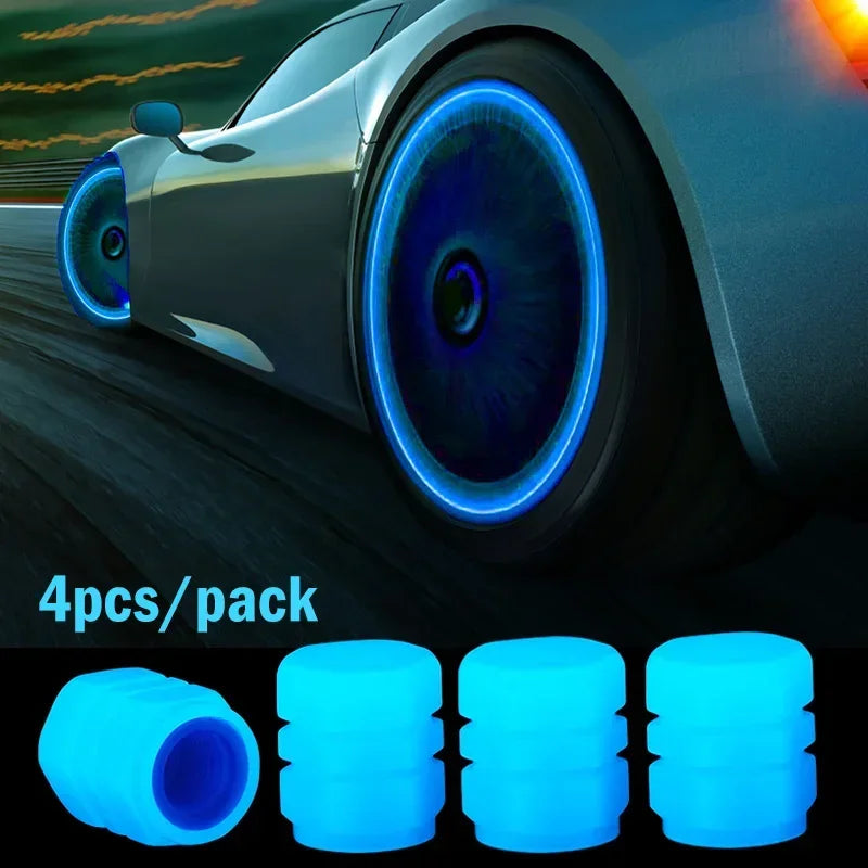 Luminous Car Tire Valve Cap 20/1PCS Fluorescent Night Glowing Decor Motorcycle Bike Wheel Nozzle Dustproof Tyre Valve Stem Caps