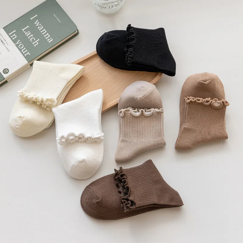 Socks Women's Mid-tude Autumn Fashion Ins Wooden Ear Socks Japanese Pile Pile Socks Preppy Sweet Socks For Women Amagi