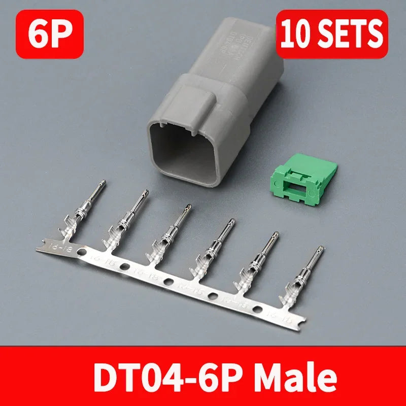 10 Sets Deutsch DT Connector DT06-2S/DT04-2P 2P 3P 4P 6P 8P 12P Waterproof Electrical Connector For car Motor With Pins 22-16AWG