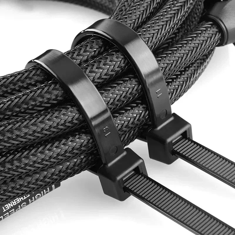 Heavy Duty Self-Locking Nylon Cable Ties 5x200 5x500mm Black, Weatherproof Zip Ties for Electrical Industrial Home Use,Bulk Pack