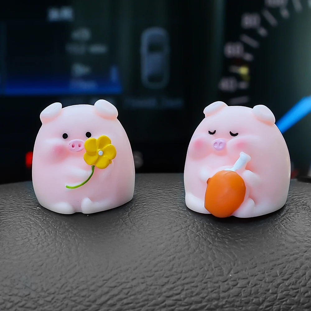 Car Mini Pig Ornaments Auto Center Console DIY Decoration Pendant Cartoon Resin Piglet Home Figurines Miniatures Desktop Decor