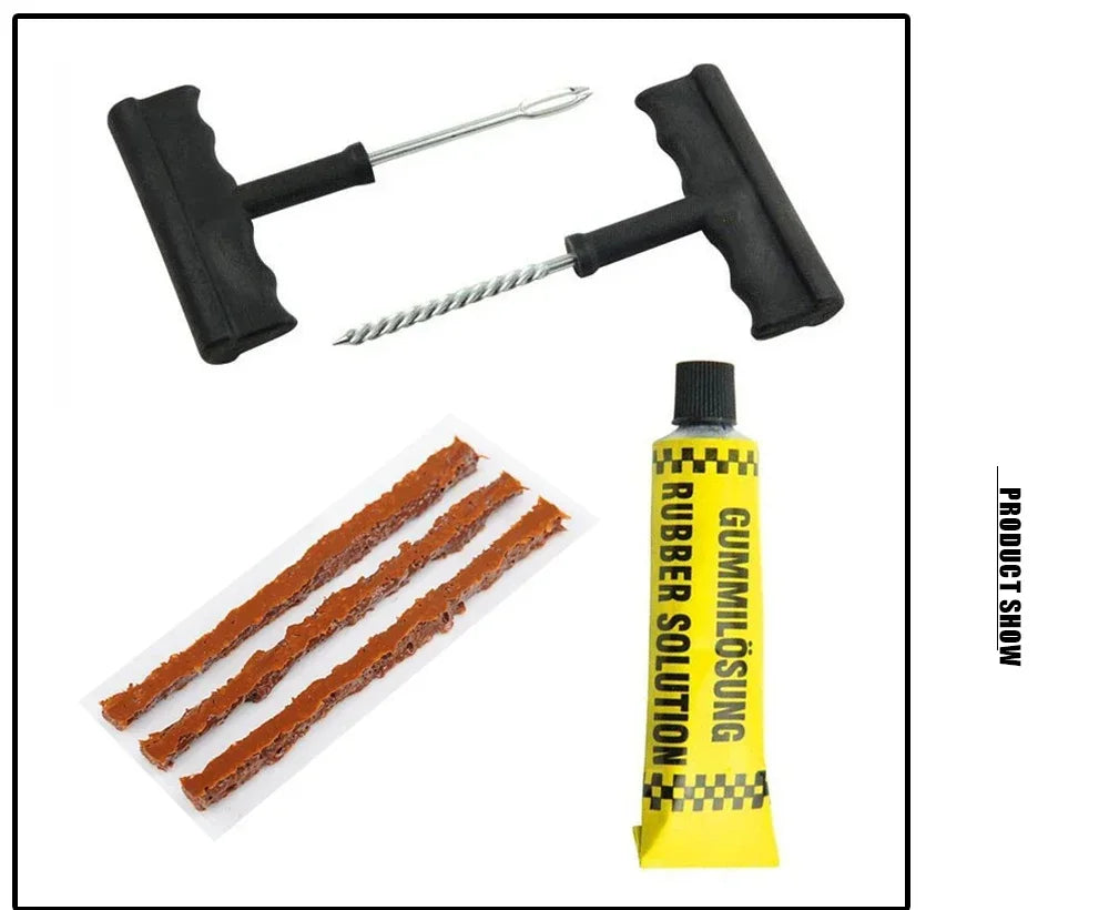Tire Repair Tool Kit with Rubber Strips Tubeless Tyre Puncture Studding Plug Set Motorcycle Bike Truck Repair Accessories Amagi