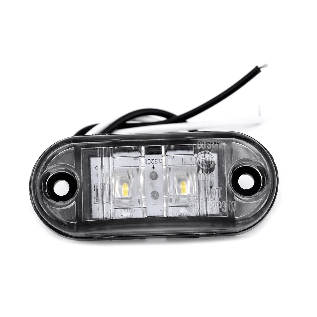 2Pcs Set White Marker Lights 12V LED Car Side Marker Tail Light 24V Trailer Truck Lamp Waterproof Plastic Signal Lamp