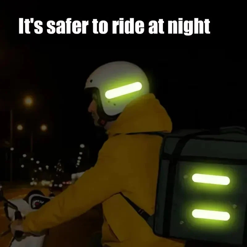 100-10PCS Helmet Safety Warning Reflective Sticker Strip Fluorescent Decorative Stickers Bicycle Motorcycle Reflector Tape Decal