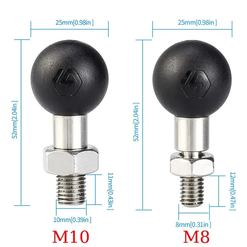 Ball Head Mount Adapter M8 M10 M6 Screw Post Bracket Phone Holder Electric Motorcycles Bike Mirror For RAM Mount Amagi
