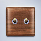 86x86mm Solid Wood Embedded Power Outlet - Childproof EU/RU/FR Socket, Fireproof Vintage Panel for Industrial & Villa Use