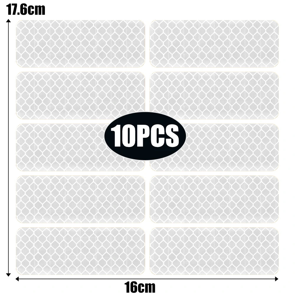 10pcs Car Bumper Reflective Safety Strip Sticker Warning Reflector Tape Auto Car Accessories Exterior Interior Reflector Sticker