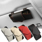 Car PU Leather Glasses Clip, Multi-Functional Sun Visor Holder, Sunglasses Box Storage Bag Clip, Car Interior Accessories Amagi