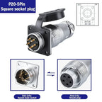 PLS20 WS20 TP20 Aviation Connector 20mm Opening Diameter 2-12 Pin Male Female Circular Plug Socket Metal Shell Waterproof IP67