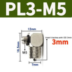 Mini Pneumatic Pipe Connector PC PL Screw Through Quick Fitting Fast Twist Joint ,Male Thread M3 M4 M5 M6 - Tube OD 3mm 4mm 6mm