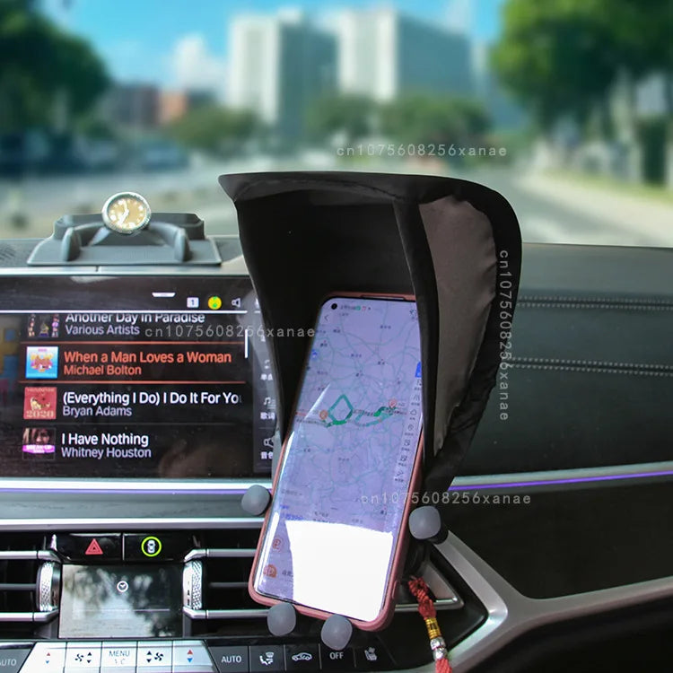 Car Mobile Phone Sunscreen Foldable Not Hot Stuck Screen Non-reflective Free Of Installation Mobile Navigation Sunshade amabilis
