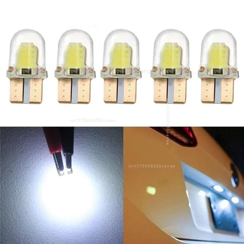 5/40PCS Light Bulbs LED W5W T10 COB 4SMD Led Parking Bulb Auto Wedge Clearance Lamp Canbus Silica Bright White License Amagi
