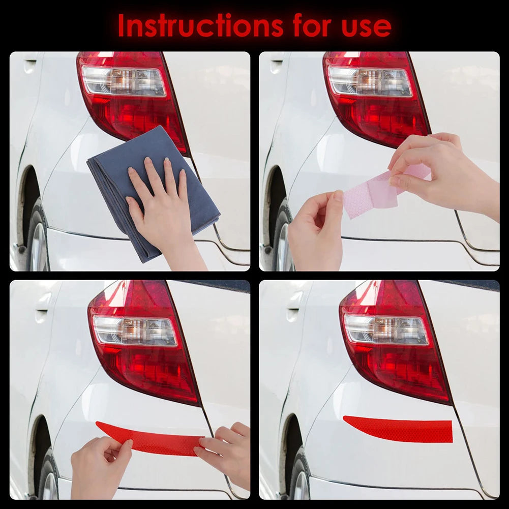 7Pcs Car Reflective Warn Strip Tape Bumper Safety Stickers Car Safety Mark Reflective Strip Car Trim Accessories