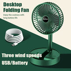 Stand Fan 6 Inch Folding Portable Telescopic Floor/USB with Rechargeable Battery3 Speeds Super Quiet Adjustable Height Amagi