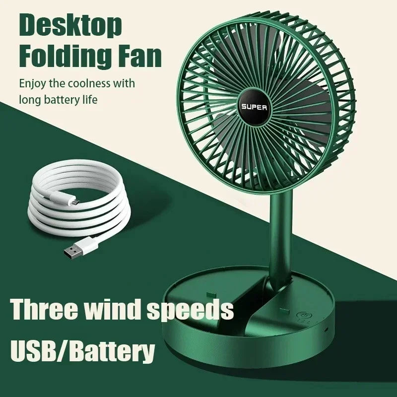 Stand Fan 6 Inch Folding Portable Telescopic Floor/USB with Rechargeable Battery3 Speeds Super Quiet Adjustable Height Amagi