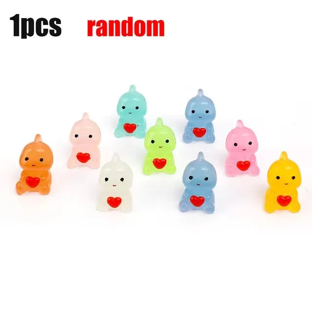 Cute Small Dinosaur Hug Heart Car Ornaments Night Glowing Luminous Dashboard Decor Car Home Ornament Decoration 10/1pcs