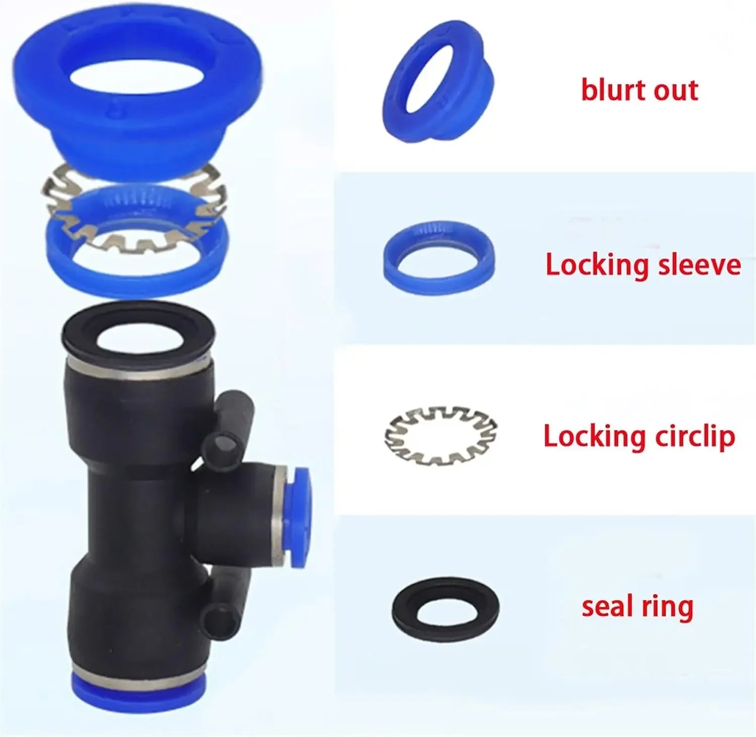 Pneumatic Push-In Quick Connector PE/PEG Plastic Tee Fittings (PE4 PEG6-4/8-4/8-6/10-6/8) for Air Compressor Fluid Systems Hose