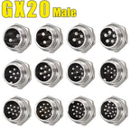 GX12 GX16 GX20 Aviation Connector Plug Socket Set, 2–15 Pin Male Female Circular Docking Connector for Electrical Equipment