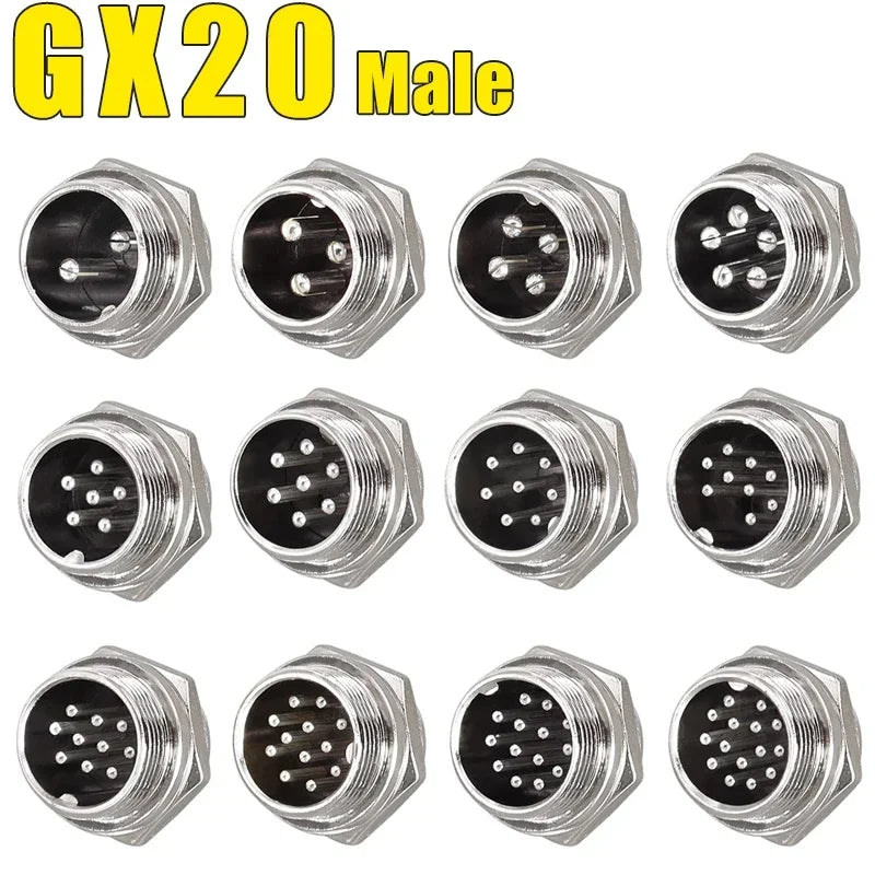 GX12 GX16 GX20 Aviation Connector Plug Socket Set, 2–15 Pin Male Female Circular Docking Connector for Electrical Equipment