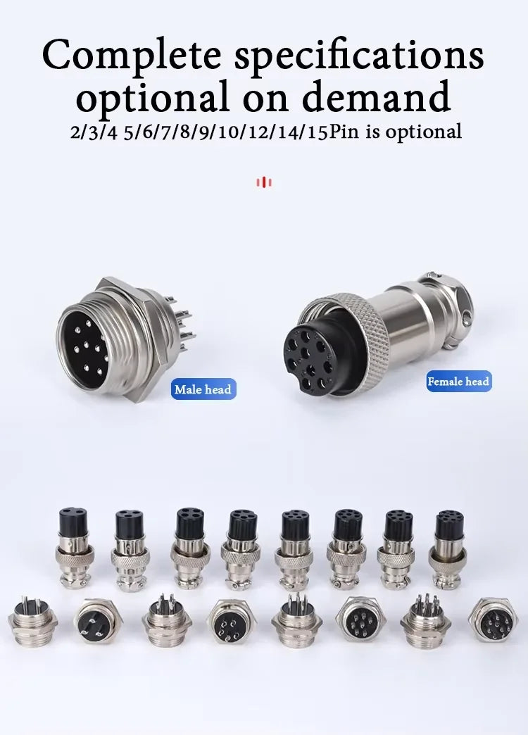 5Pcs GX16 Aviation Connector 2/3/4/5/6/7/8/9/10 Pin Male Plug Female Socket 16mm Wire Panel Mount Nut Type Circular Adapter