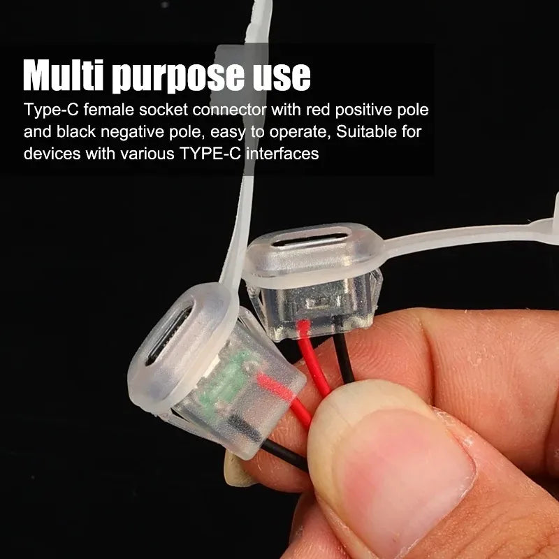 2pin USB Type C 3A Input Type Charging Socket with LED Lights Plate Waterproof Power Port TYPE-C Female Connector Jack