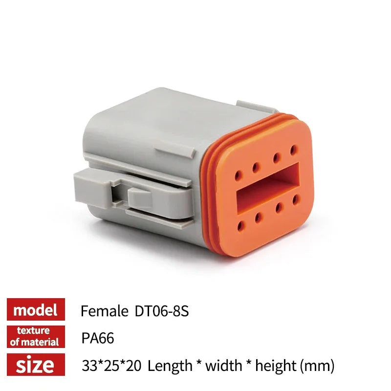 Deutsch DT Series IP68 Waterproof Connector with Fixed Flange Plug DT04-2P/12P for Auto/Truck/Bus Wiring 22-16AWG