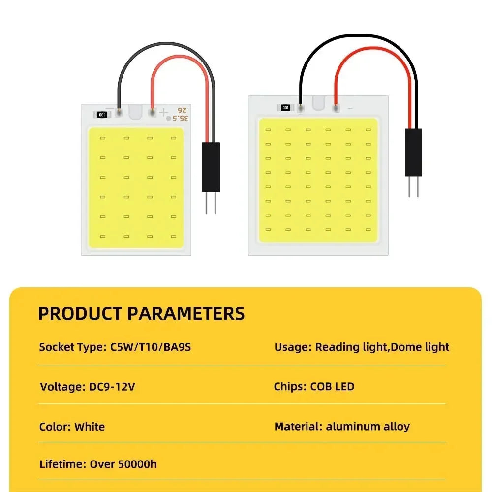 White Blue T10 Cob 16/24/36/48 SMD Car Led Vehicle Panel Lamps Auto Interior Reading Lamp Bulb Light Dome Festoon BA9S DC 12V Am