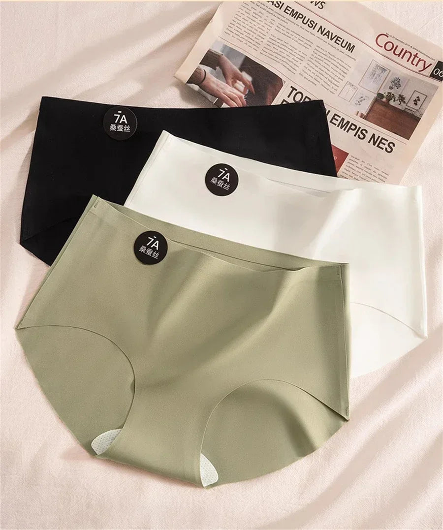 4PC Seamless Silk Women's Panties Ultra-Thin Briefs with High Elasticity Breathable Comfortable Soft Lingerie Underwear Amagi