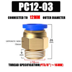 10/50PCS Pneumatic Fitting Air Connector PC 4mm 6mm 8mm 10mm 12mm Thread 1/8" 1/4" 3/8" 1/2" Hose Fittings Pipe Quick Connectors