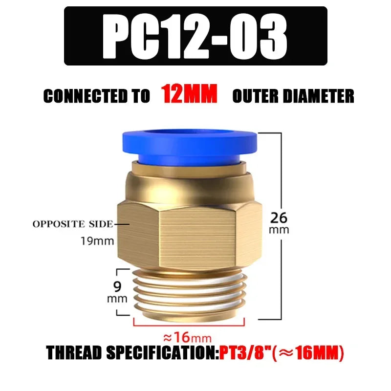 10/50PCS Pneumatic Fitting Air Connector PC 4mm 6mm 8mm 10mm 12mm Thread 1/8" 1/4" 3/8" 1/2" Hose Fittings Pipe Quick Connectors