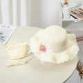 Girls' Straw Hat Bag Matching Travel Sun Hat Flower Children's Sun Hat Outdoor Fashion Fisherman Hat Sunscreen Hat Amagi