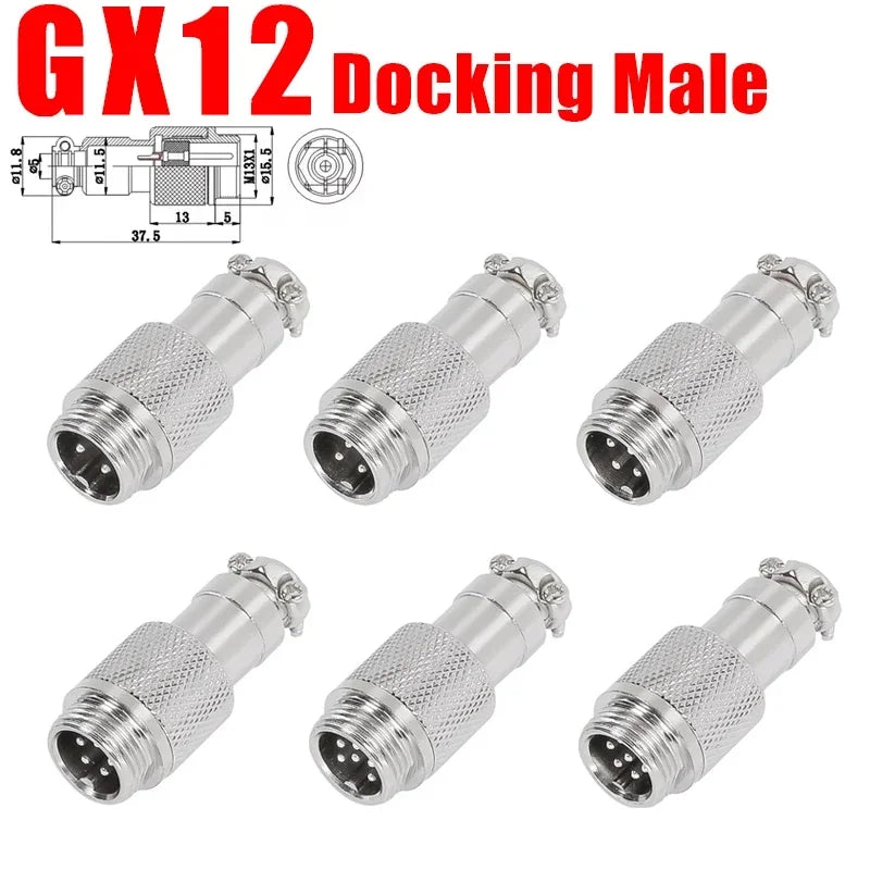 GX12 GX16 GX20 Aviation Connector Plug Socket Set, 2–15 Pin Male Female Circular Docking Connector for Electrical Equipment