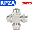 Pneumatic Push-In Fitting Set, Copper Nickel Plated Air Hose Connectors for 4mm–16mm Tube (KPU KPV KPE KPZA KPM)