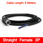2m M8 Sensor Connector Cable, Straight & Right Angle Options, Male/Female, 3/4/5/6/8 Pin, Waterproof Molded Plug for Industry