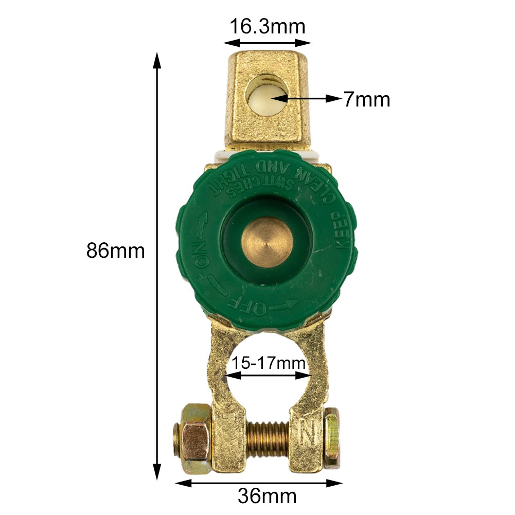 1PCS Heavy Duty Battery Disconnect Isolator Cut Off Switch 12V 24V Green 17MM  Fits Standard Negative Terminal Car Parts